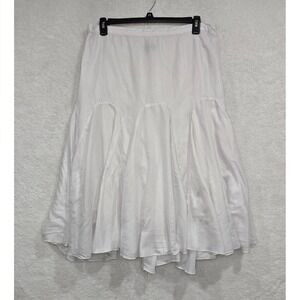 Mix Nouveau White Gauze Tiered Midi Skirt Elastic Waist Boho Festival Plus Sz 1X